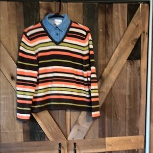 Breckenridge V-Neck Sweater in Orange and Yellow